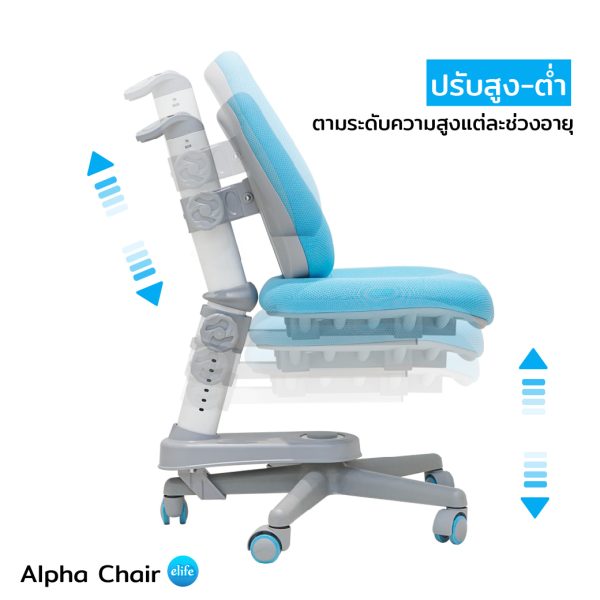 Alpha Study SetA | ชุดเซตโต๊ะ+เก้าอี้ปรับระดับเพื่อสุขภาพสำหรับเด็ก Ergonomics (ฟรี!! Cover1ชุด) - Image 6