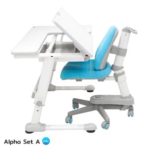 Alpha Study SetA | ชุดเซตโต๊ะ+เก้าอี้ปรับระดับเพื่อสุขภาพสำหรับเด็ก Ergonomics (ฟรี!! Cover1ชุด)