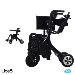 Lite5 | รถวีลแชร์ช่วยเดินแบบไฟฟ้าผู้สูงอายุ ใช้งานได้ 5ระบบ เบาเพียง 16กก. Electric Rollator Wheelchair