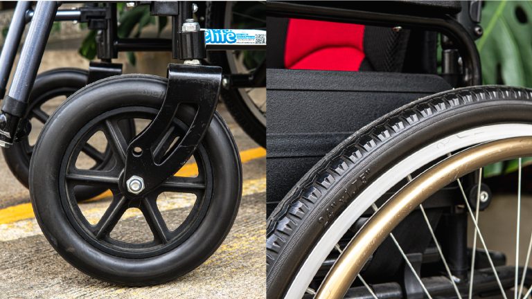 Read more about the article ขนาดและความหนาของล้อมีผลต่อการเข็นรถเข็นวีลแชร์อย่างไร?