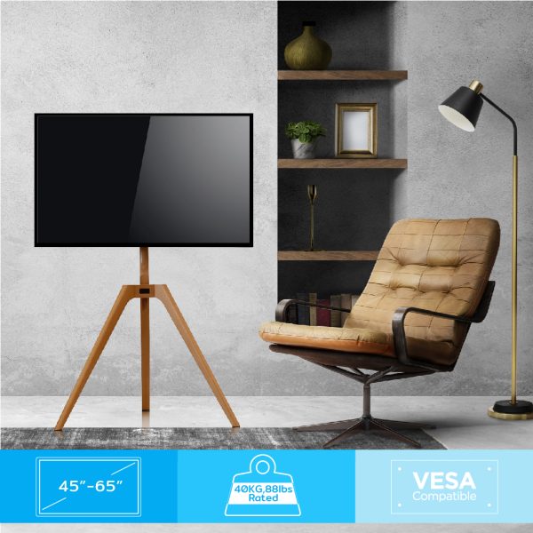 VISMO PRO | ขายึดจอทีวี 3ขาไม้บีชพรีเมียม Triple Easel TV Stand - Image 5