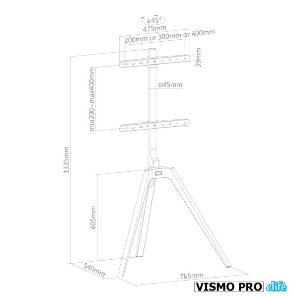 VISMO PRO | ขายึดจอทีวี 3ขาไม้บีชพรีเมียม Triple Easel TV Stand - Image 2