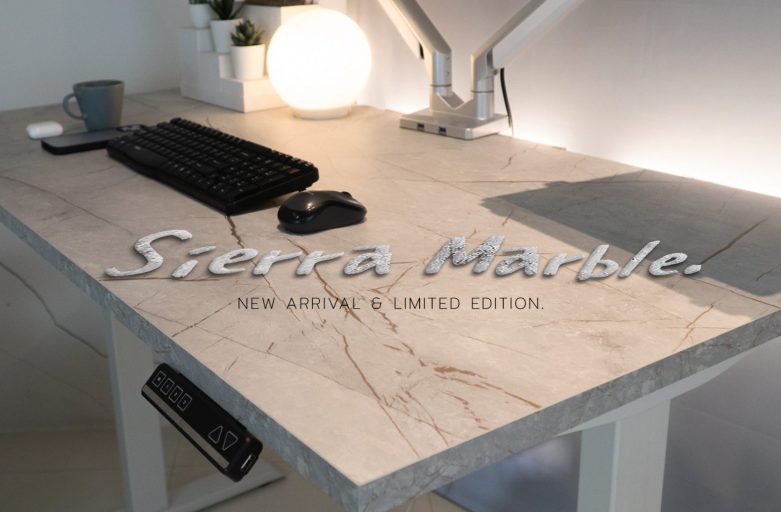 Review Sierra Marble. หน้าไม้หินอ่อนสีเทากลางสำหรับโต๊ะไฟฟ้ารุ่น Raise3