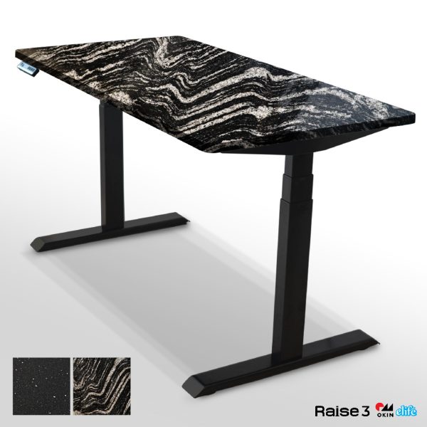 Raise3 Ergo Desk | Marble Collection โต๊ะทำงานปรับไฟฟ้าเพื่อสุขภาพหินแท้ ใช้ในห้องครัว,ทำอาหาร กันน้ำ100%