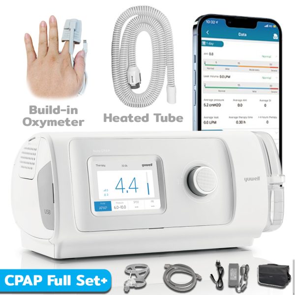 Yuwell YH-450 | CPAP สุดคุ้มเต็มฟังก์ชั่นเชตพร้อม Heated Tube + Wifi/BT + SPO2 + Mask (ประกันศูนย์2ปี)