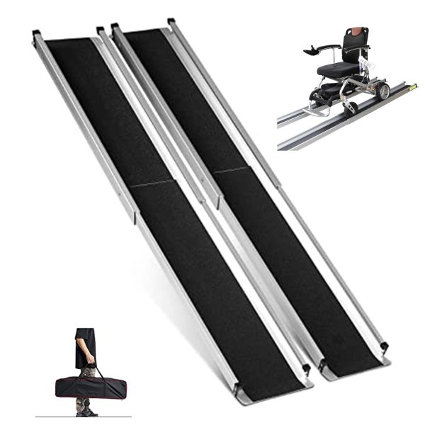 R7 | ทางลาดรถเข็นวีลแชร์cแบบพกพา ขนาด 7ฟุต พับเก็บติดรถ วัสดุอลูมิเนียม | Portable Aluminium Wheelchair Ramp