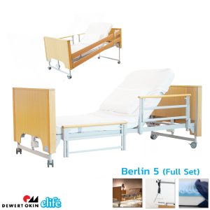 Berlin 5 | เตียงผู้ป่วยไฟฟ้า สูงอายุ 5ไกร์ 11ปุ่มฟังก์ชั่น โครงโลหะกรุวัสดุไม้จริง (Full Set)
