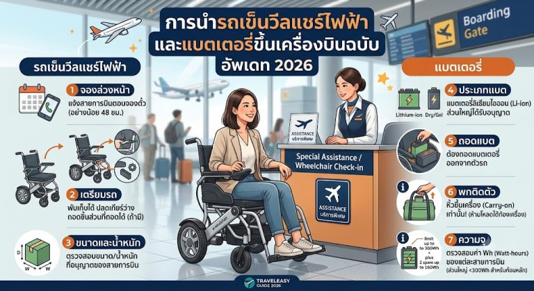 Read more about the article การนำรถเข็นวีลแชร์ไฟฟ้า และแบตเตอรี่ขึ้นเครื่องบินฉบับ อัพเดท 2026