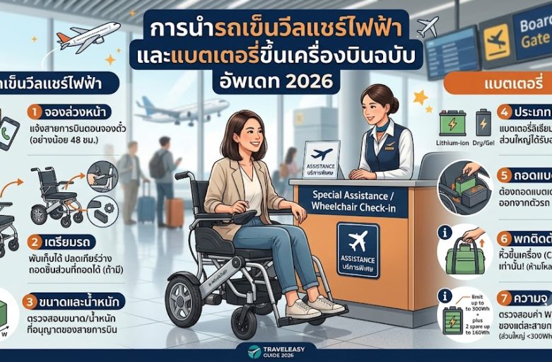 การนำรถเข็นวีลแชร์ไฟฟ้า และแบตเตอรี่ขึ้นเครื่องบินฉบับ อัพเดท 2026