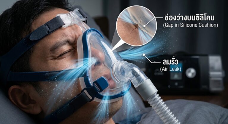 Read more about the article หน้ากาก CPAP รั่ว? เช็กตรงไหน พร้อมวิธีแก้ลมรั่วเข้าตา